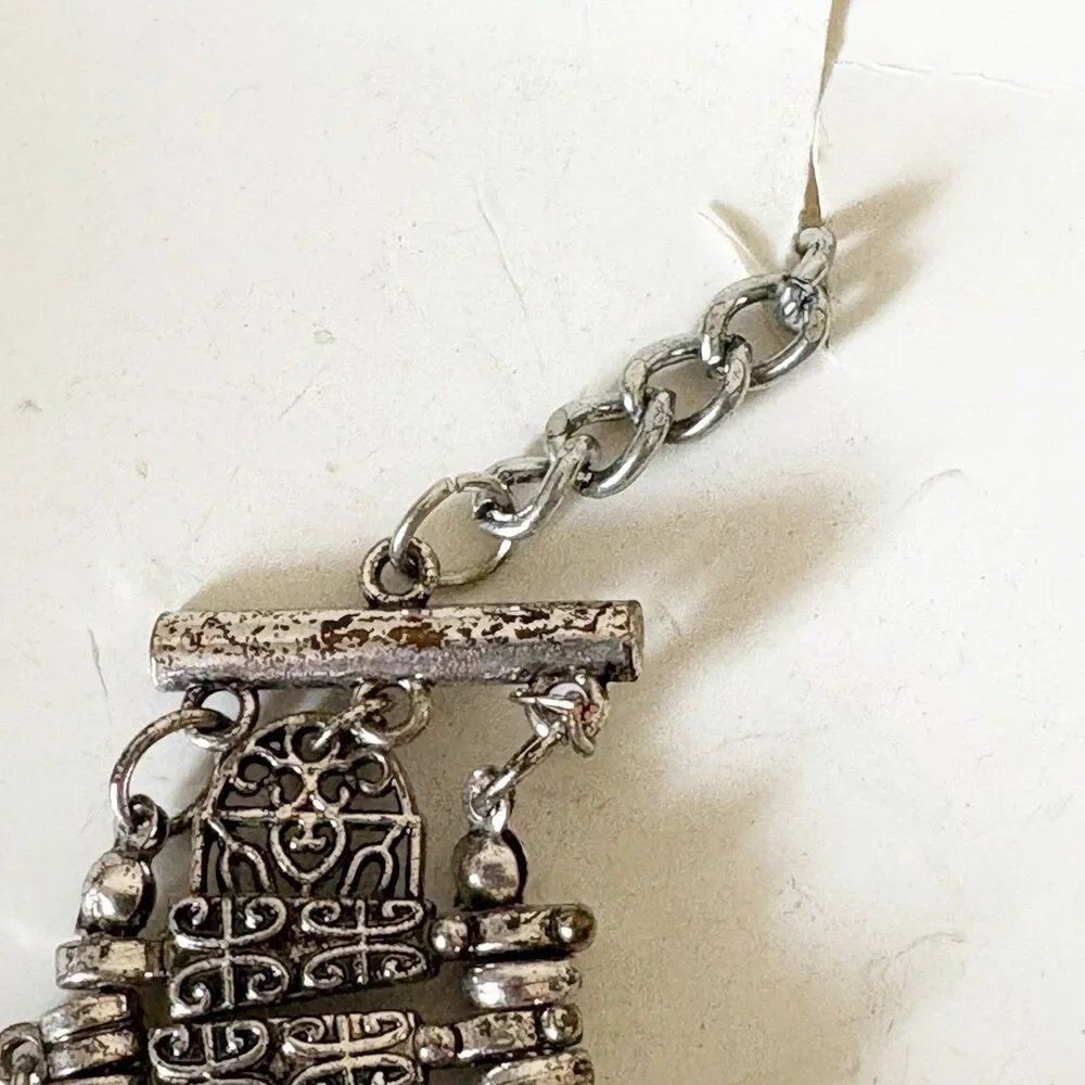 Silver Tone Coin Wide Choker Necklace Bohemian Gypsy Love Affair 16.5” - Picture 6 of 14